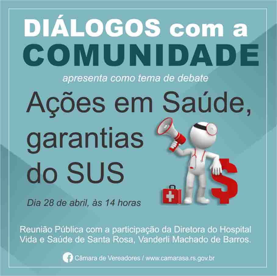 Gestão de recursos e aplicação de ações na área da saúde serão tema de reunião na Câmara de Vereadores.