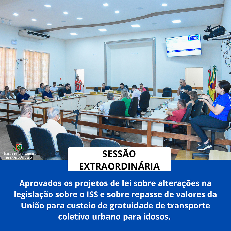 Câmara de Vereadores de Santo Ângelo aprova dois projetos em Sessão Extraordinária