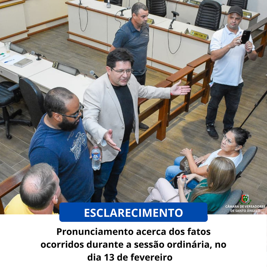 Câmara de Vereadores esclarece fatos ocorridos durante Sessão Ordinária da última segunda-feira