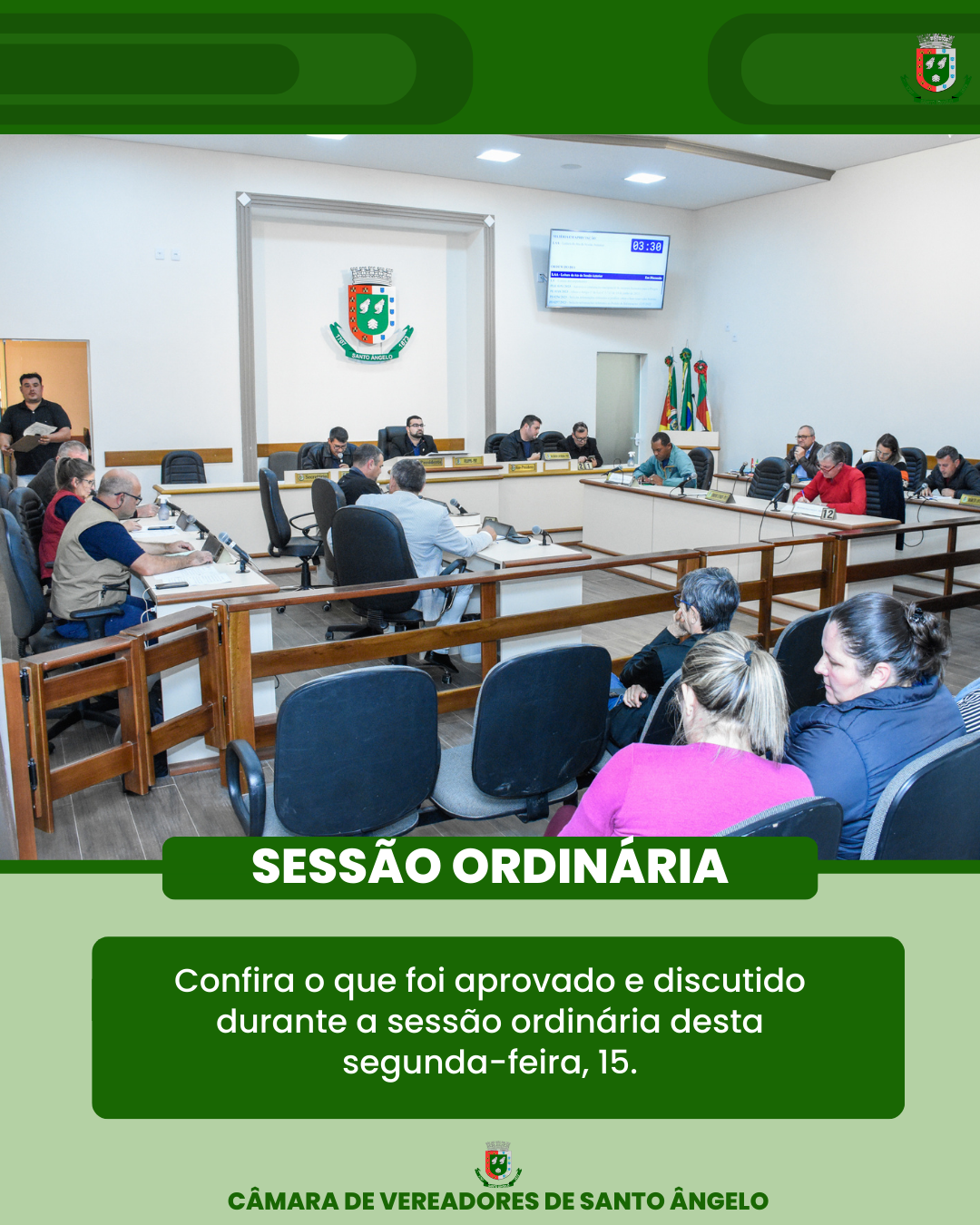 Confira os assuntos deliberados durante a Sessão Ordinária da última segunda-feira