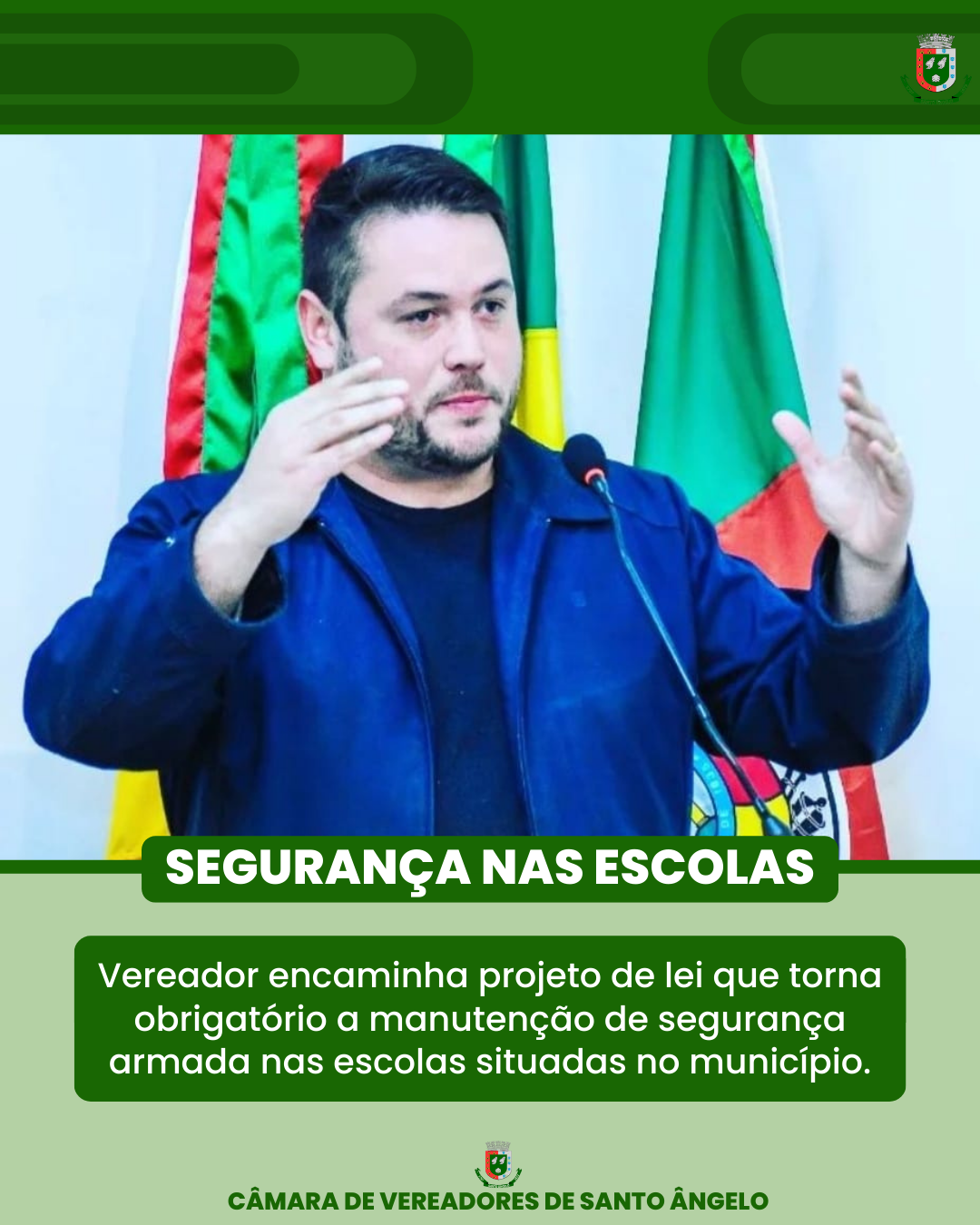 Enviado como sugestão ao Executivo projeto que prevê segurança armada em escolas públicas e privadas situadas no município