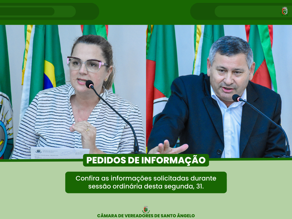 Confira aos pedidos de informação colocados em pauta na Sessão Ordinária da última segunda-feira
