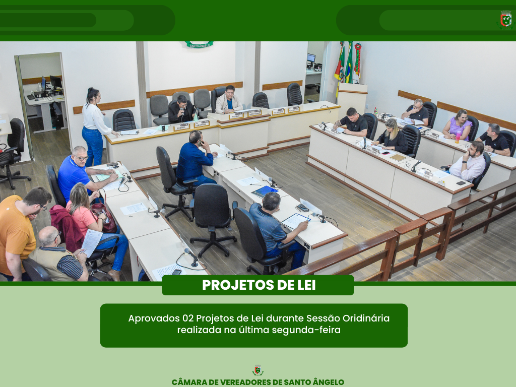 Dois Projetos de Lei são aprovados durante a Sessão Ordinária da última segunda-feira