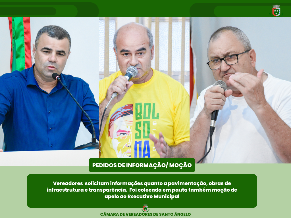 Três pedidos de informação e uma moção estiveram em pauta na sessão da última segunda-feira