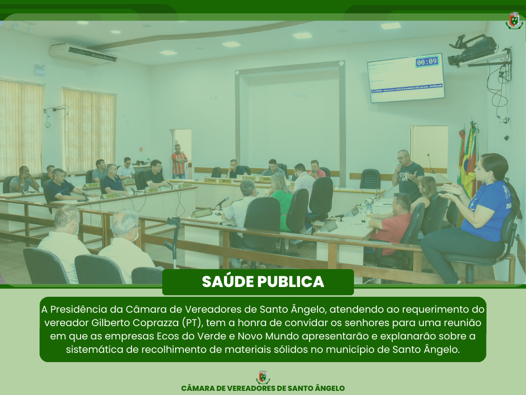 Câmara de Vereadores convida para reunião
