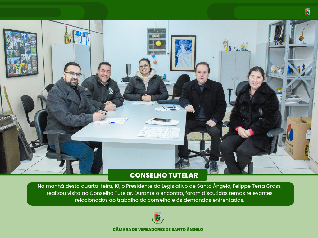 Presidente do Legislativo de Santo Ângelo, Felippe Terra Grass, realizou visita ao Conselho Tutelar