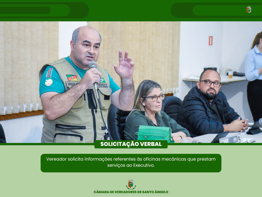 Vereador Nérison Abreu requereu informações referentes às oficinas mecânicas que prestam serviços ao Executivo