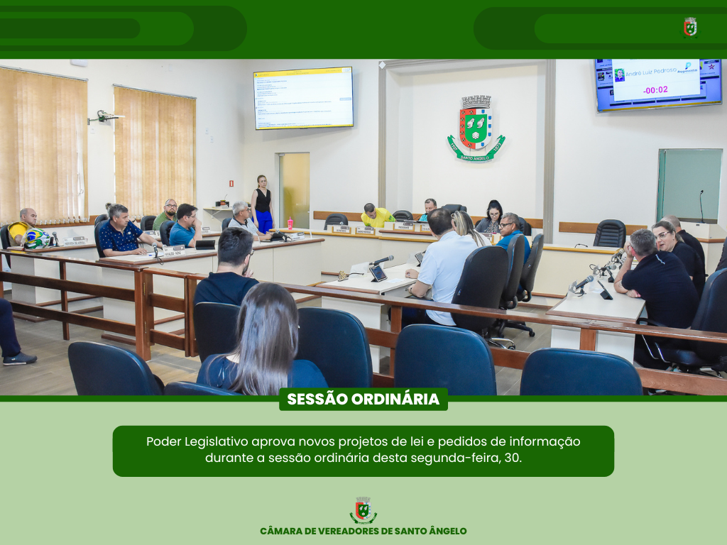 Confira tudo o que foi discutido durante a Sessão Ordinária da última segunda-feira
