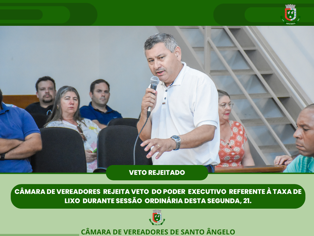 Veto relacionado à taxa de lixo é rejeitado pelo Legislativo