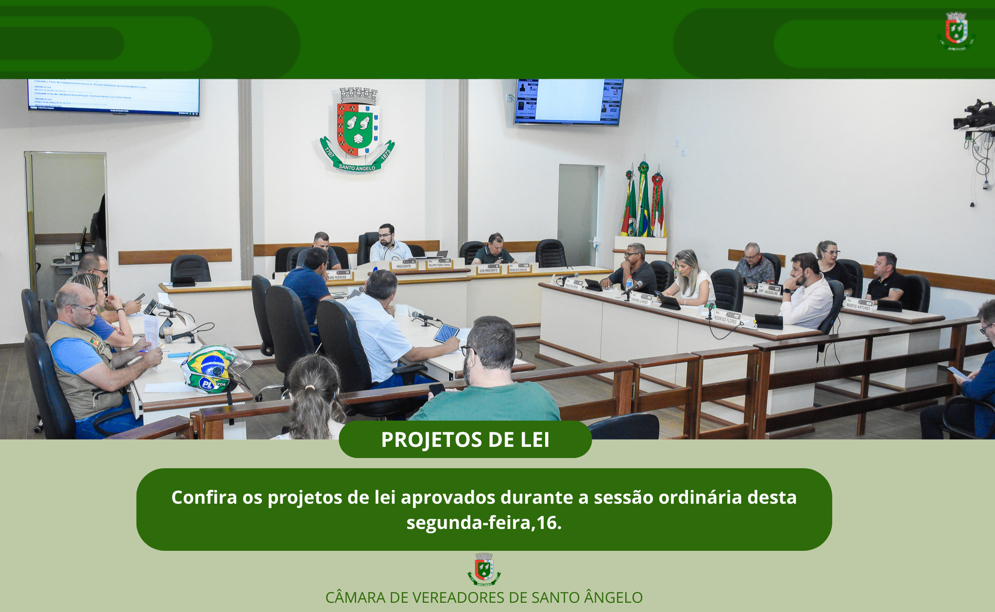 Câmara de Vereadores aprova cinco projetos de lei durante sessão ordinária