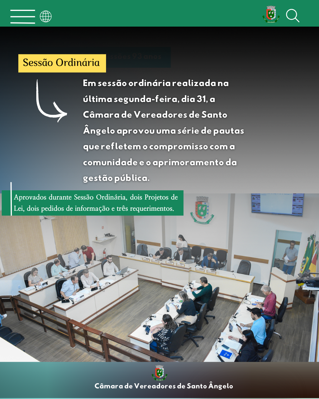 Aprovados durante Sessão Ordinária dois Projetos de lei dois pedidos de informação e três requerimentos
