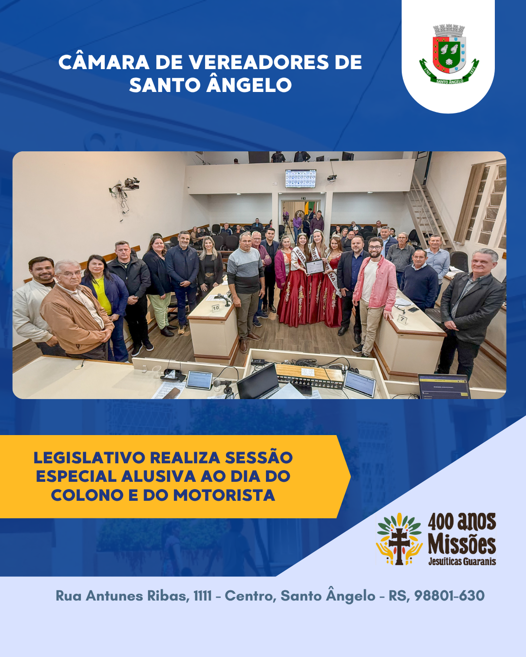 Legislativo realiza Sessão Especial alusiva ao dia do colono e motorista