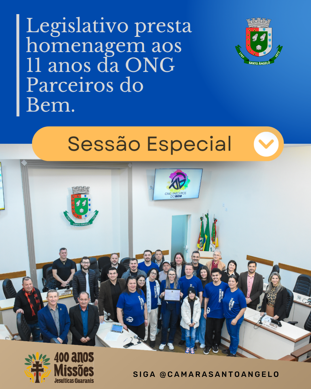 Legislativo Municipal presta homenagem aos 11 anos de atuação da ONG Parceiros do Bem