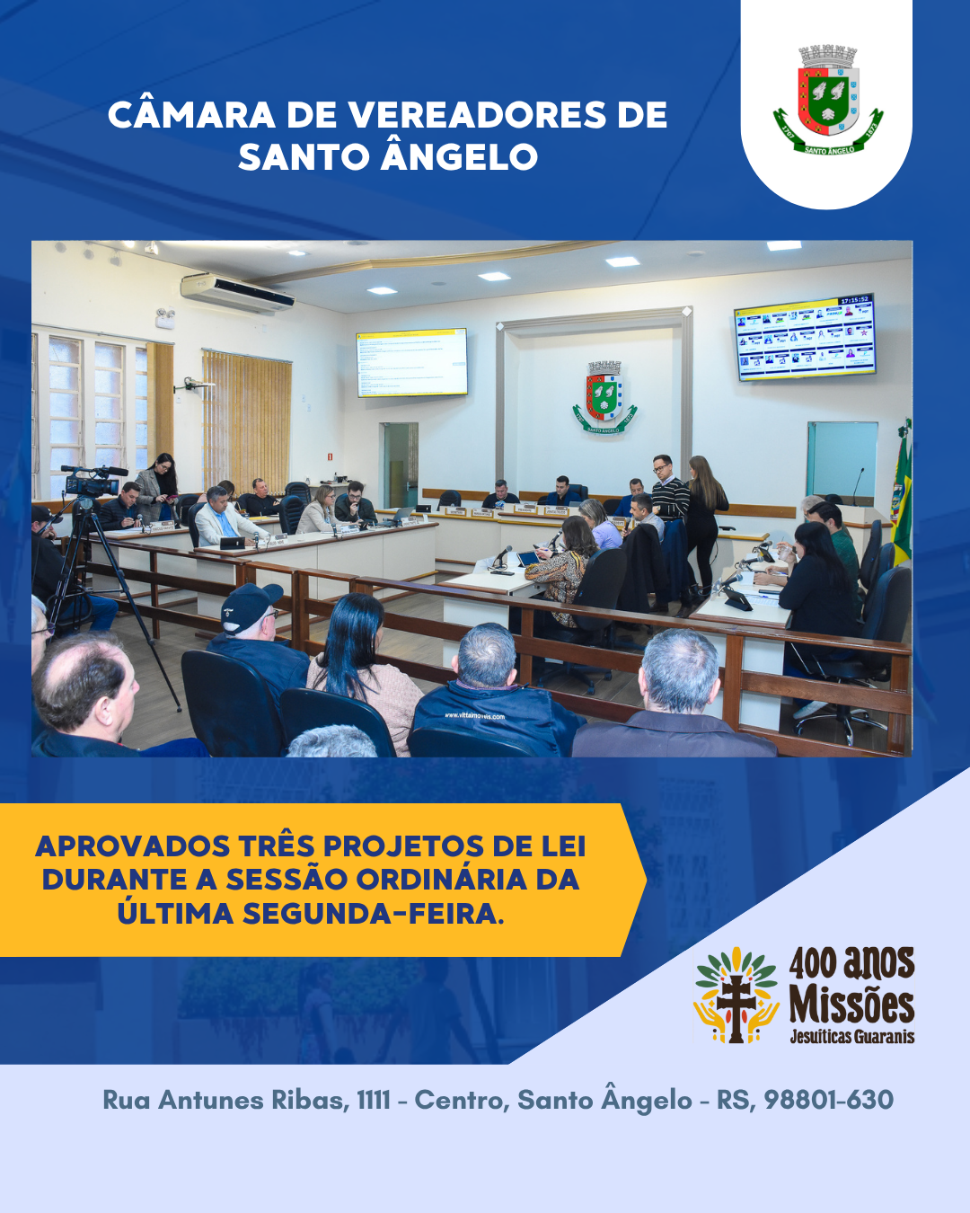 Confira os três projetos de lei aprovado na última Sessão Ordinária