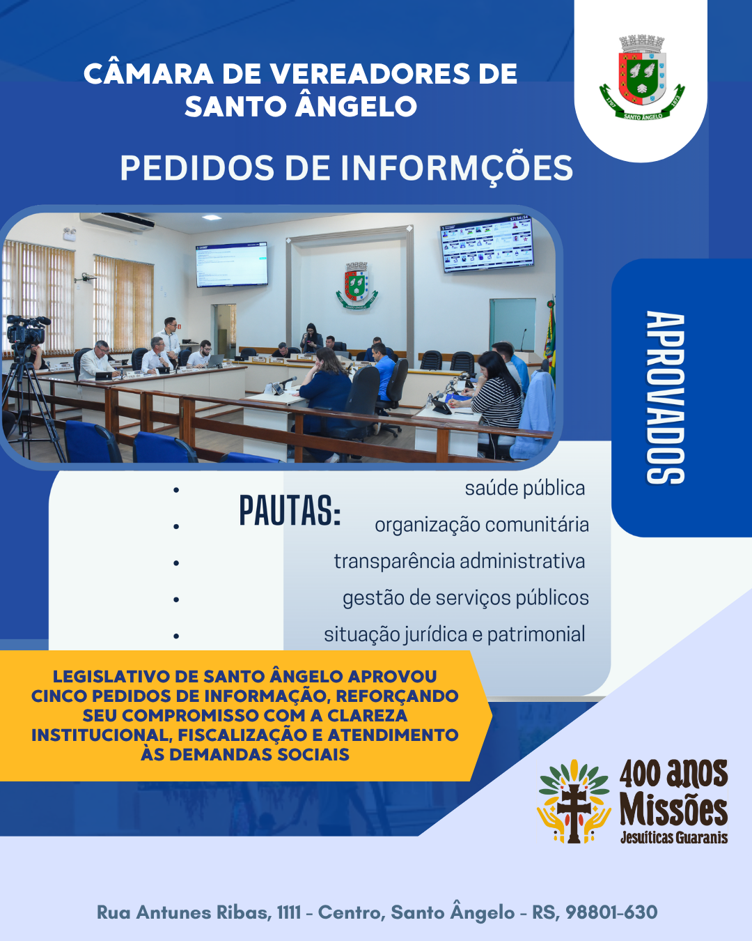 Legislativo aprova cinco pedidos de informação e reforça governança pública