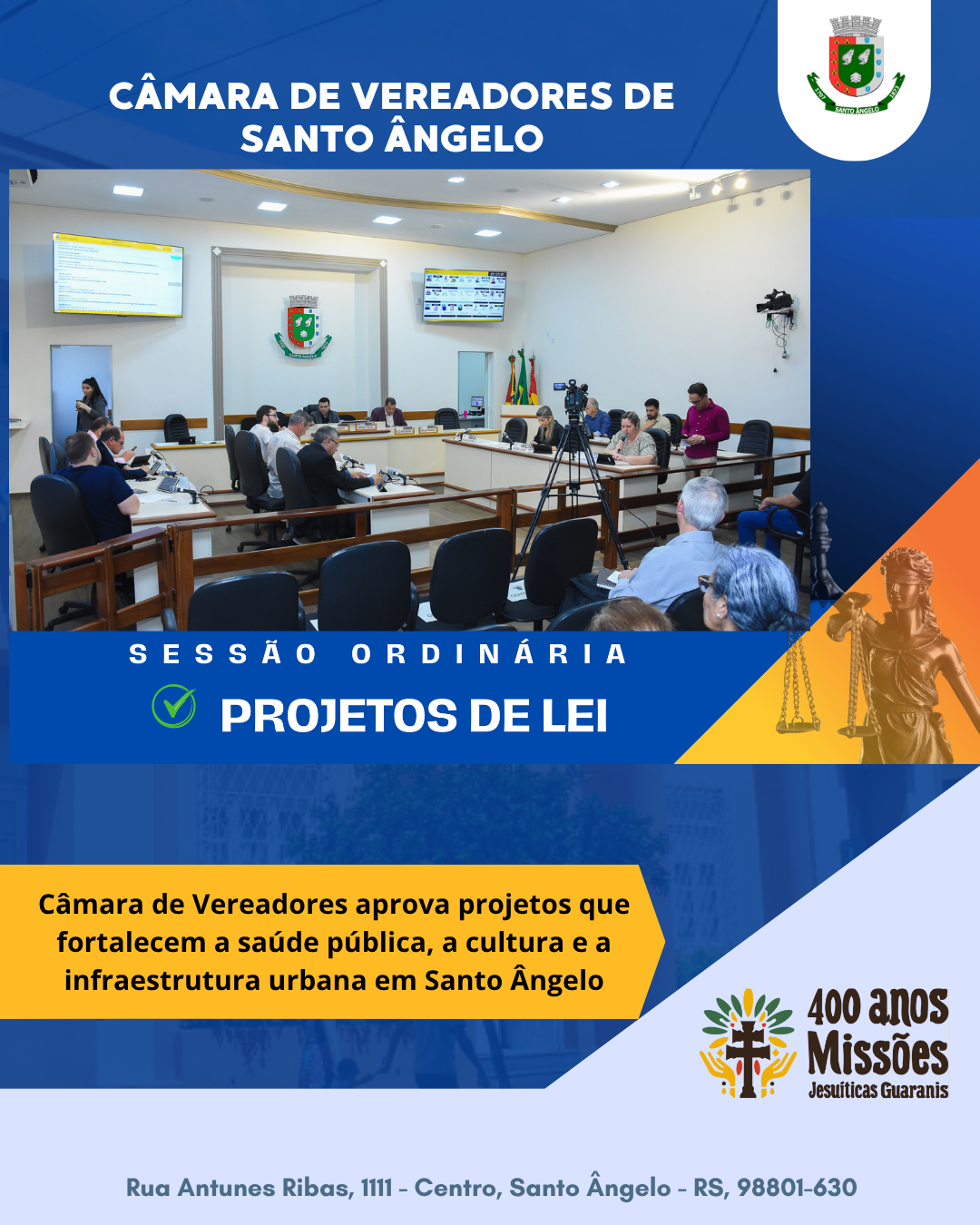 Legislativo municipal aprova medidas que impulsionam saúde cultura e infraestrutura urbana local