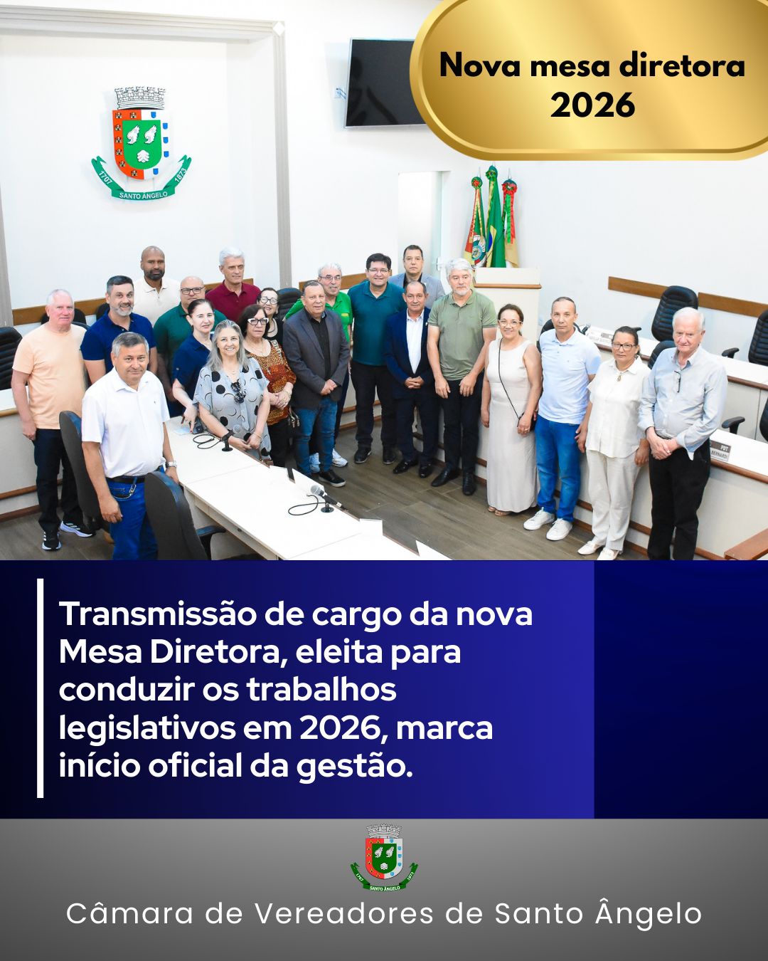 Nova Mesa Diretora assume em 2026 missão de fortalecer democracia união e futuro missioneiro