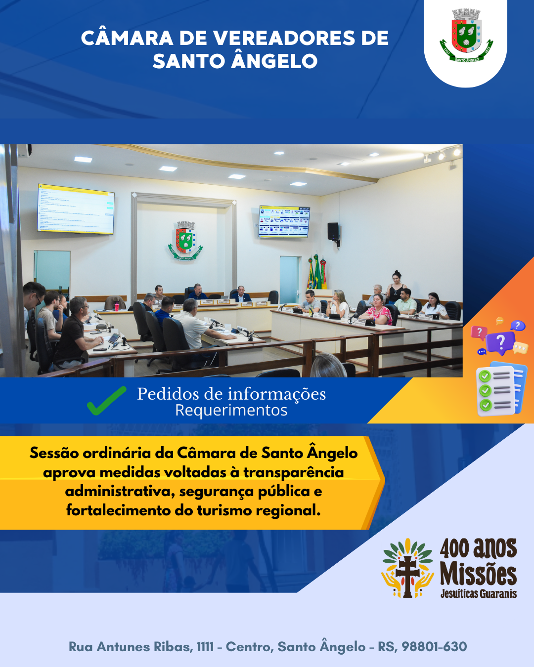 Sessão ordinária reforça compromisso da Câmara com transparência e crescimento econômico