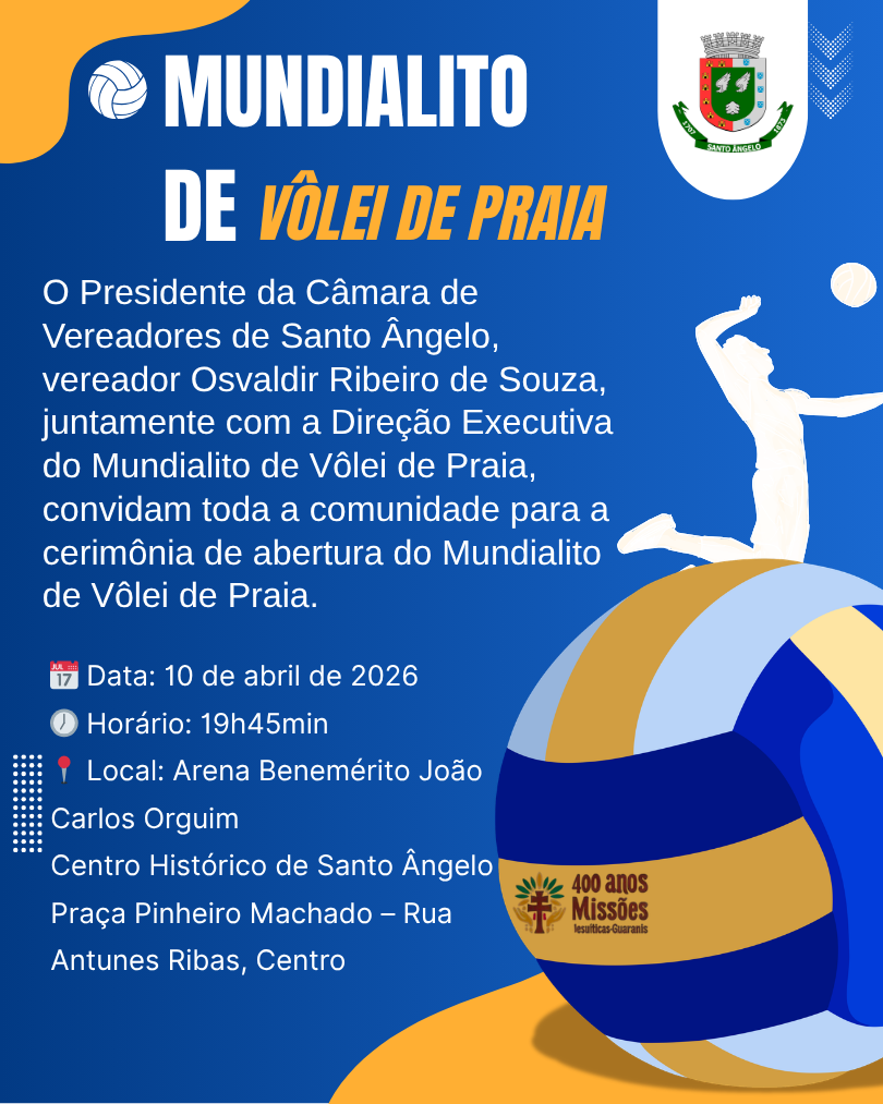 Câmara de Vereadores e direção do Mundialito convidam para abertura do maior evento de vôlei de praia da América Latina