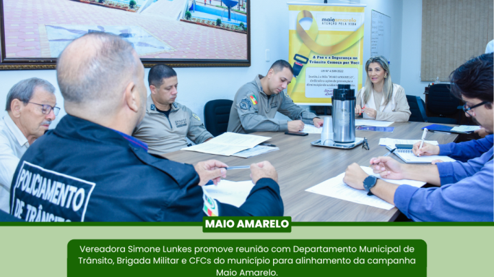 Vereadora promove reuni&atilde;o de alinhamento sobre a campanha Maio Amarelo