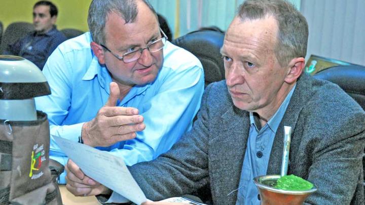 Vereadores Gilberto Corazza e Diomar Formenton em defesa do Banrisul