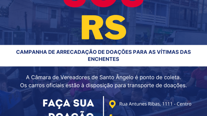 As doa&ccedil;&otilde;es podem ser entregues durante o hor&aacute;rio de atendimento da C&acirc;mara de Vereadores