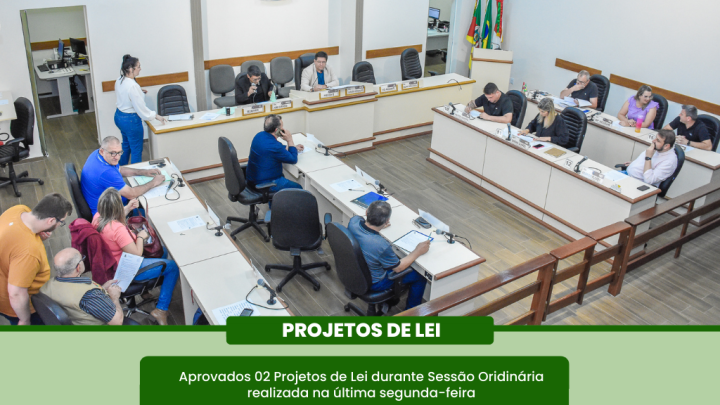 Dois Projetos de Lei s&atilde;o aprovados durante a Sess&atilde;o Ordin&aacute;ria da &uacute;ltima segunda-feira