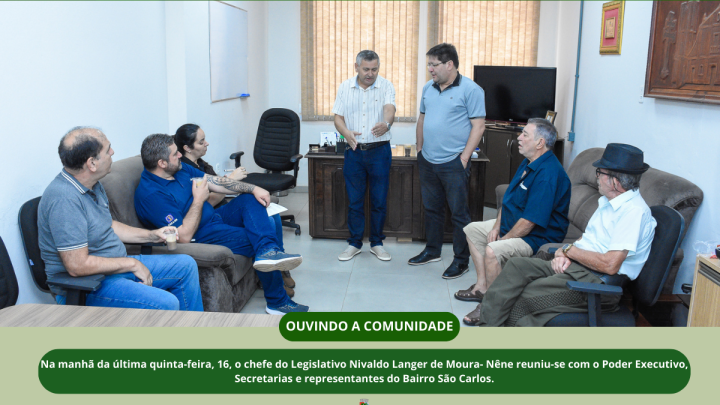 Presidente do Legislativo recebeu no Gabinete das Presid&ecirc;ncia moradores do Bairro S&atilde;o Carlos 