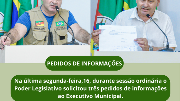 Aprovados tr&ecirc;s pedidos de informa&ccedil;&atilde;o durante Sess&atilde;o Ordin&aacute;ria da &uacute;ltima segunda-feira 16